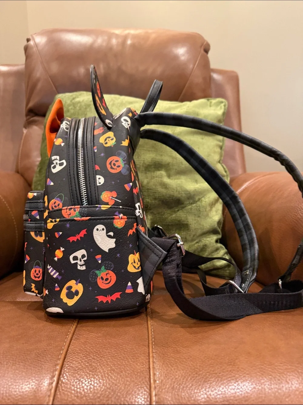 Disney Parks Loungefly Halloween Mini Backpack with Orange Bow
